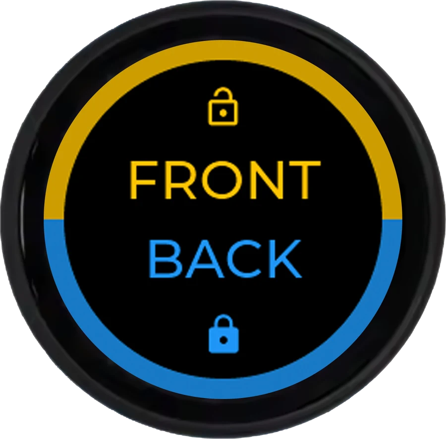 Locksure display hub showing FRONT unlocked and BACK locked