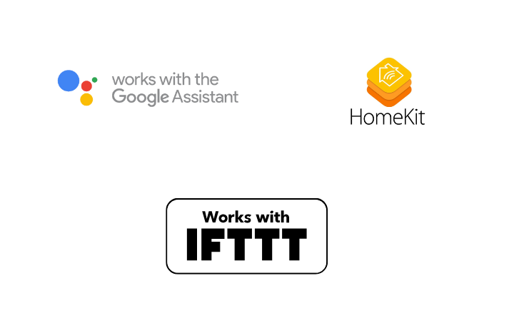 Compatibility logos for Amazon Alexa Google Assistant Apple HomeKit and IFTTT with Locksure
