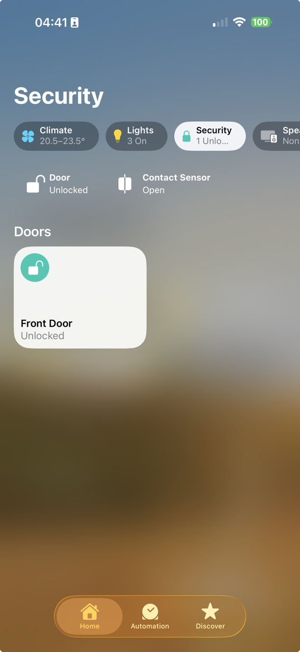 Locksure Matter Sensor appearing in the Apple Home app