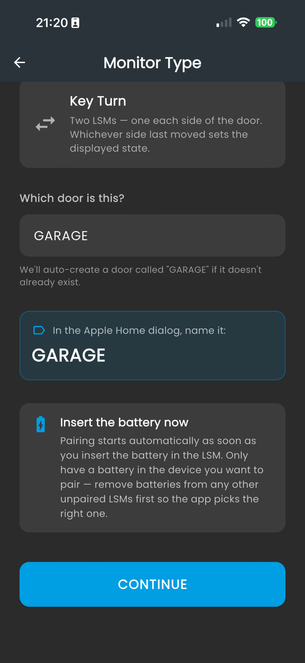 Locksure pairing — Insert the battery to start automatic Matter pairing