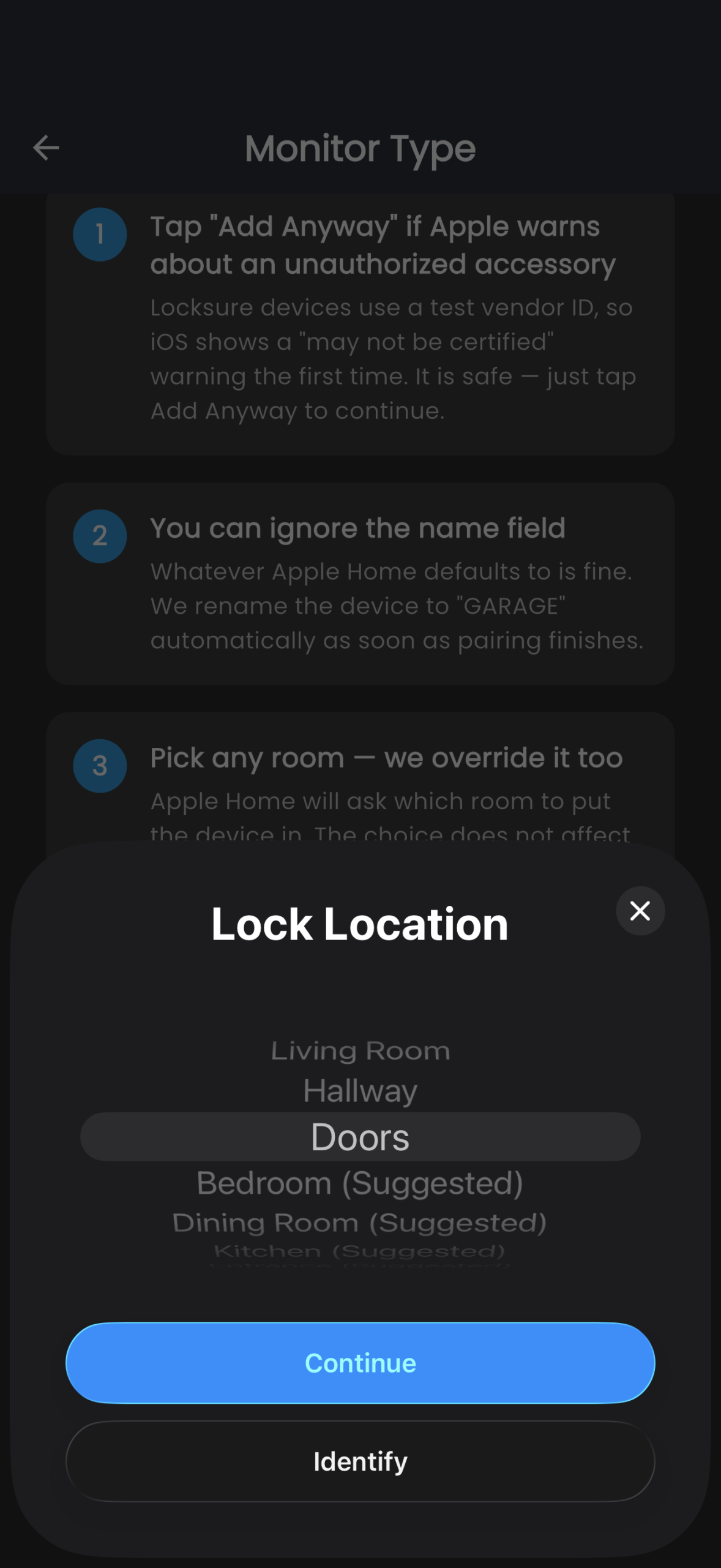 Apple Home Add Anyway tap confirmation for uncertified Matter accessory