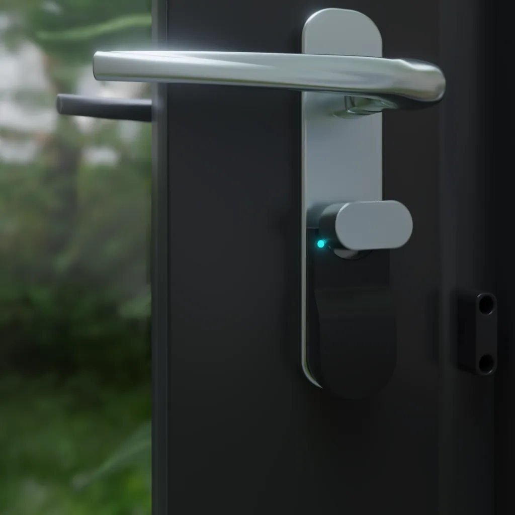 Locksure Matter lock sensor with open/close magnet - retrofit Matter sensor for UK euro-cylinder thumb-turn and key-turn doors, works with Apple Home, Google Home, Alexa and SmartThings
